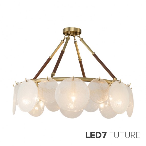 Loft Industry Modern - Leather&Glass Circle Chandelier